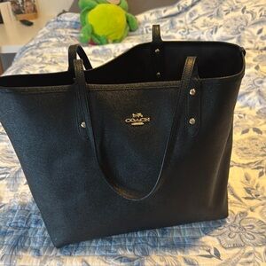 Coach Black Leather Tote Bag